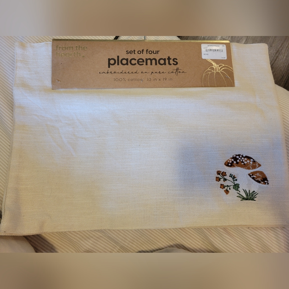 Embroidered mushroom placemats